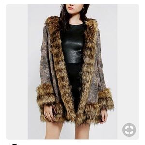 MINKPINK Magic Carpet Faux Fur-Trim Coat
